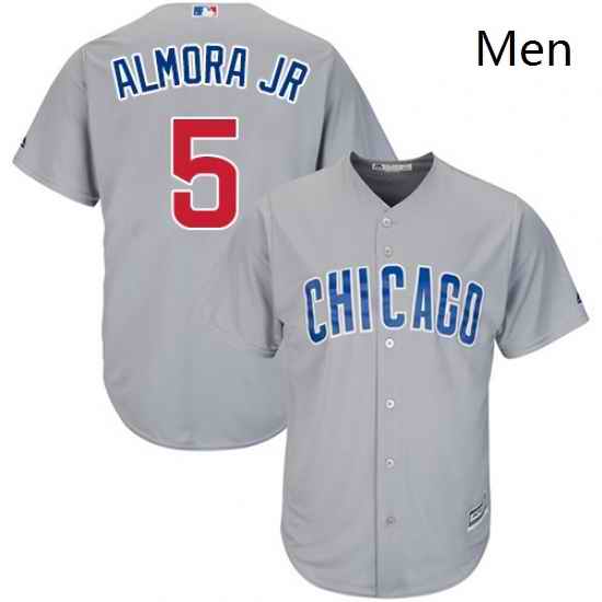 Mens Majestic Chicago Cubs 5 Albert Almora Jr Replica Grey Road Cool Base MLB Jersey
